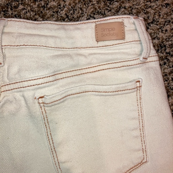 Beige Denim Shorts with Brown Stitching - Picture 9 of 10